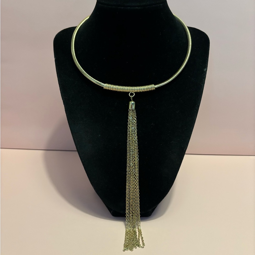 NY Collection Gold Tone Tassel Necklace 15”+3”